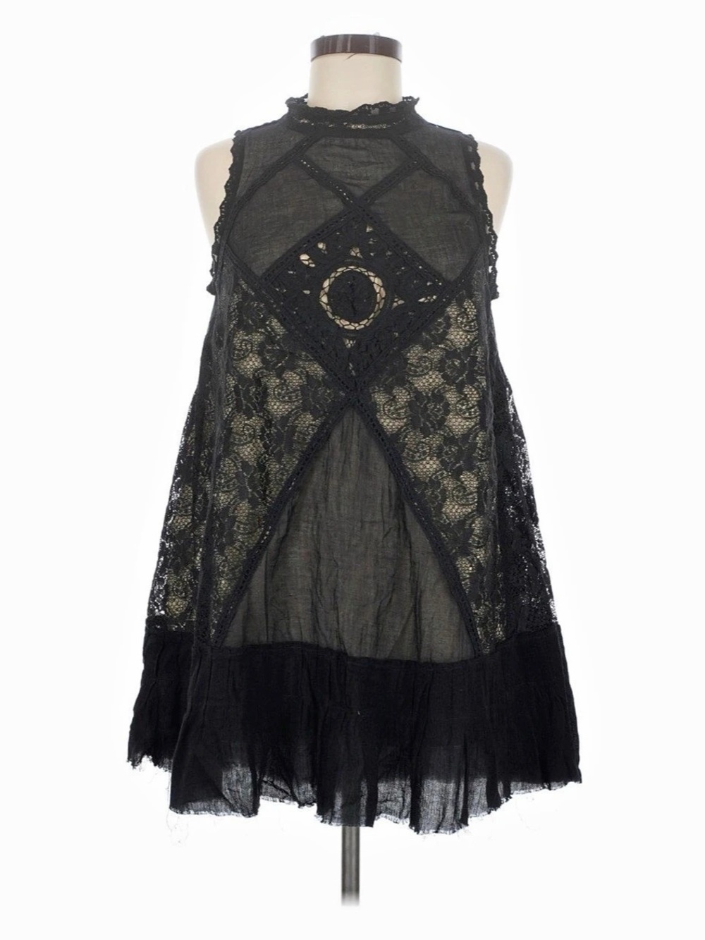 Free People Angel Lace Dress Black Mini Dress